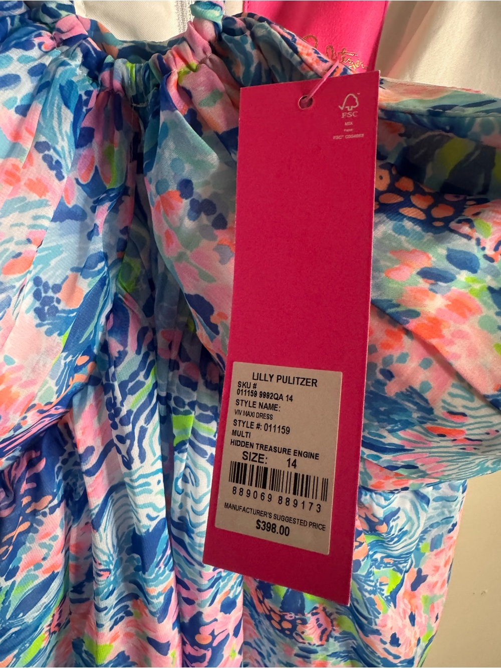New Lilly Pulitzer Viv Maxi Dress in Multi Hidden Treasure Engineered Size 14 - Picture 6 of 6